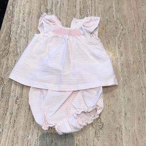 Janie and Jack pink and white striped set